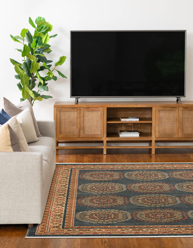 Blue 8' x 10' Fars Rectangle Area Rug 100% Polypropylene Unique Traditional Carpet for Classical Living, Dining Room & Office Spaces for Sale at Rug Engine