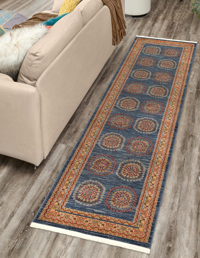 Blue 2' 7 x 10' Fars Runner Area Rug 100% Polypropylene Unique Traditional Carpet for Classical Living, Dining Room & Office Spaces for Sale at Rug Engine