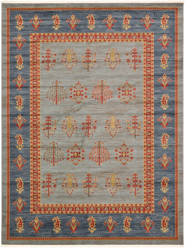 Light Blue 9' x 12' Fars Rectangle Area Rug 100% Polypropylene Unique Traditional Carpet for Classical Living, Dining Room & Office Spaces for Sale at Rug Engine