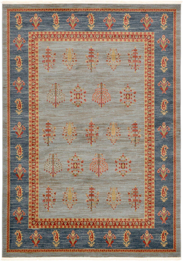 Light Blue 7' 1 x 10' Fars Rectangle Area Rug 100% Polypropylene Unique Traditional Carpet for Classical Living, Dining Room & Office Spaces for Sale at Rug Engine