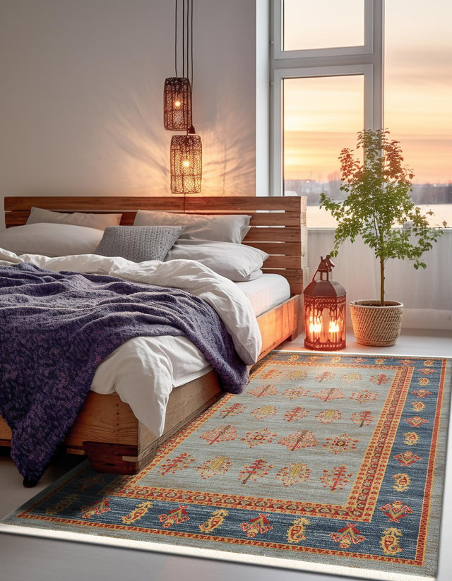 Light Blue 10' x 13' 1 Fars Rectangle Area Rug 100% Polypropylene Unique Traditional Carpet for Classical Living, Dining Room & Office Spaces for Sale at Rug Engine