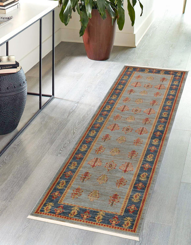 Light Blue 2' 7 x 10' Fars Runner Area Rug 100% Polypropylene Unique Traditional Carpet for Classical Living, Dining Room & Office Spaces for Sale at Rug Engine