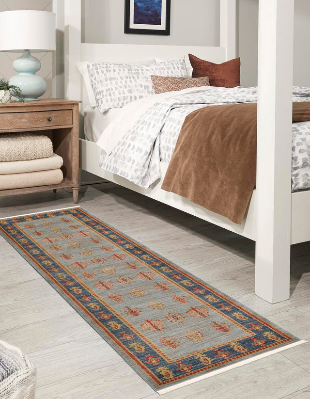 Light Blue 2' 7 x 10' Fars Runner Area Rug 100% Polypropylene Unique Traditional Carpet for Classical Living, Dining Room & Office Spaces for Sale at Rug Engine