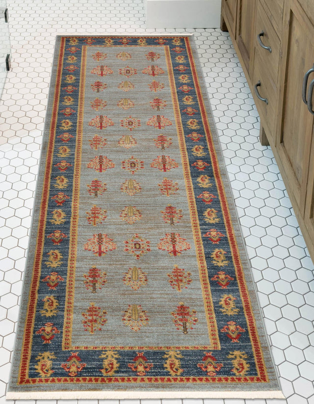 Light Blue 2' 7 x 10' Fars Runner Area Rug 100% Polypropylene Unique Traditional Carpet for Classical Living, Dining Room & Office Spaces for Sale at Rug Engine