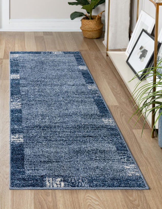 Light Blue 2' 7 x 10' Del Mar Runner Area Rug 100% Polypropylene Easy Clean Stain Resistant Vivid Modern Carpet Mat for Home Decor Interior Designing for Sale at Rug Engine