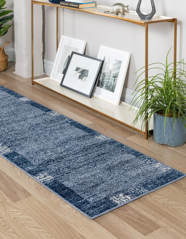 Light Blue 2' 7 x 10' Del Mar Runner Area Rug 100% Polypropylene Easy Clean Stain Resistant Vivid Modern Carpet Mat for Home Decor Interior Designing for Sale at Rug Engine