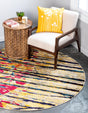 Yellow 8' x 8' Estrella Round Area Rug 100% Polypropylene Non-Shedding Stain Resistant Carpet Colorful Modern Abstract Design Easy Clean for Home Decor for Sale at Rug Engine