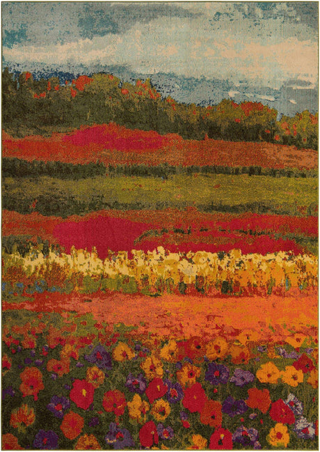 Multicolor 7' 1 x 10' Estrella Rectangle Area Rug 100% Polypropylene Non-Shedding Stain Resistant Carpet Colorful Modern Abstract Design Easy Clean for Home Decor for Sale at Rug Engine