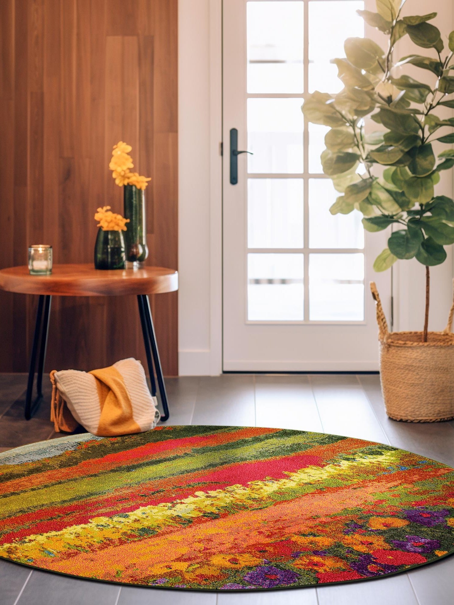 Multicolor 6' 1 x 6' 1 Estrella Round Area Rug 100% Polypropylene Non-Shedding Stain Resistant Carpet Colorful Modern Abstract Design Easy Clean for Home Decor for Sale at Rug Engine