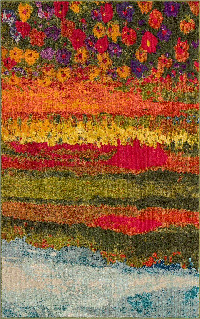 Multicolor 5' 1 x 8' Estrella Rectangle Area Rug 100% Polypropylene Non-Shedding Stain Resistant Carpet Colorful Modern Abstract Design Easy Clean for Home Decor for Sale at Rug Engine