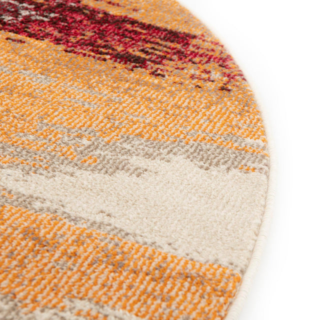 Orange 6' 1 x 6' 1 Estrella Round Area Rug 100% Polypropylene Non-Shedding Stain Resistant Carpet Colorful Modern Abstract Design Easy Clean for Home Decor for Sale at Rug Engine