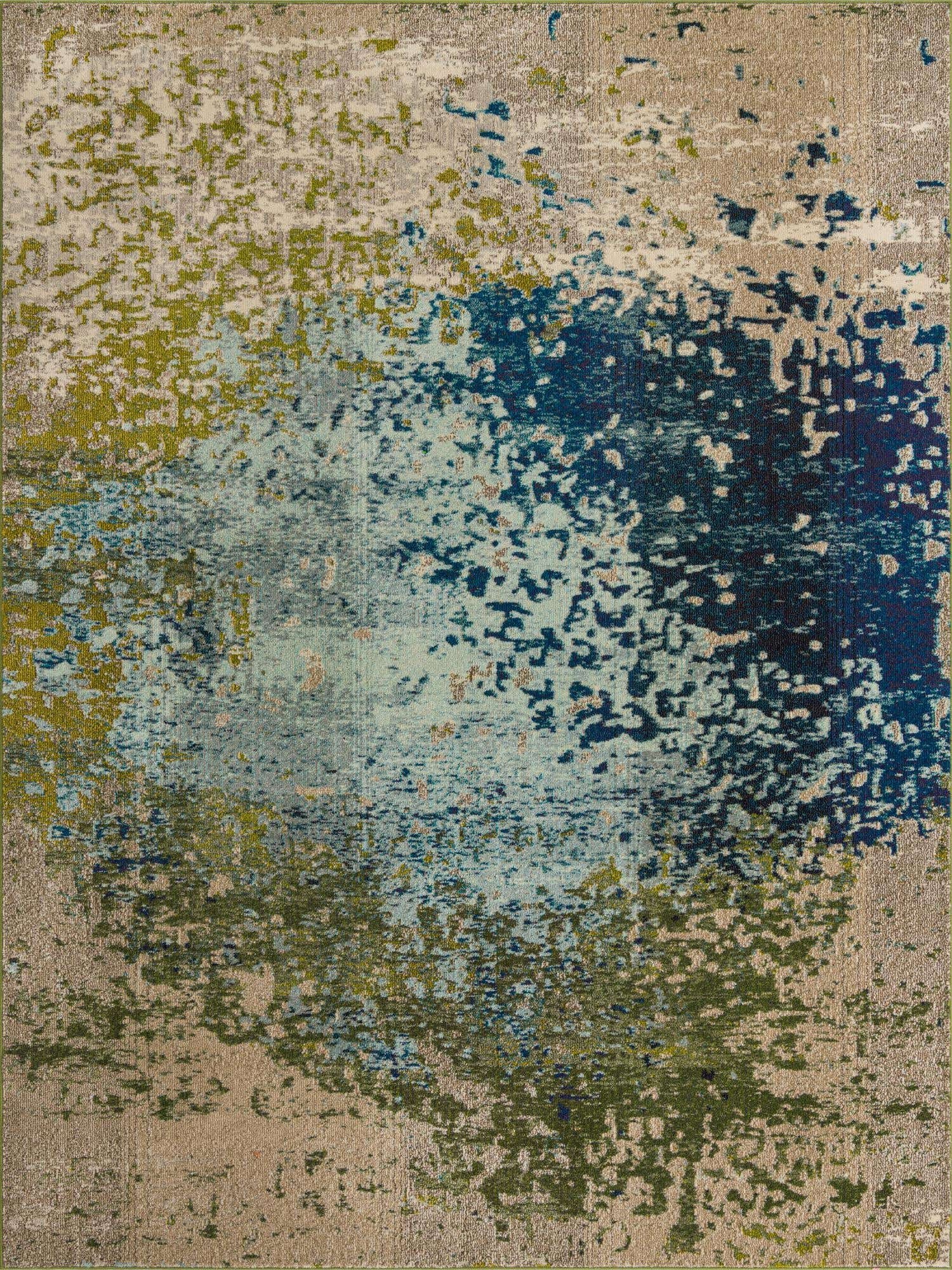 Blue 9' x 12' 2 Estrella Rectangle Area Rug 100% Polypropylene Non-Shedding Stain Resistant Carpet Colorful Modern Abstract Design Easy Clean for Home Decor for Sale at Rug Engine