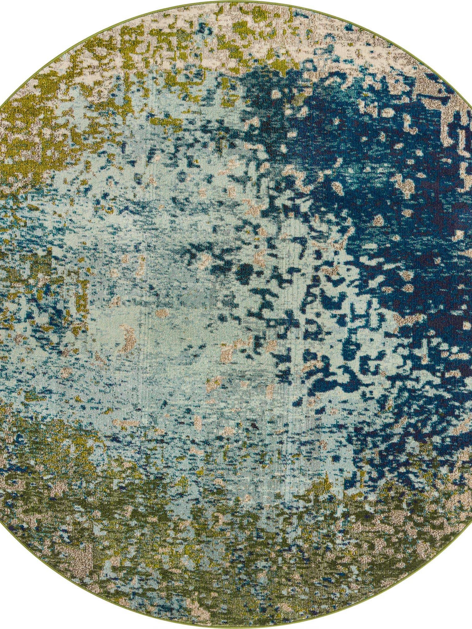 Blue 8' x 8' Estrella Round Area Rug 100% Polypropylene Non-Shedding Stain Resistant Carpet Colorful Modern Abstract Design Easy Clean for Home Decor for Sale at Rug Engine