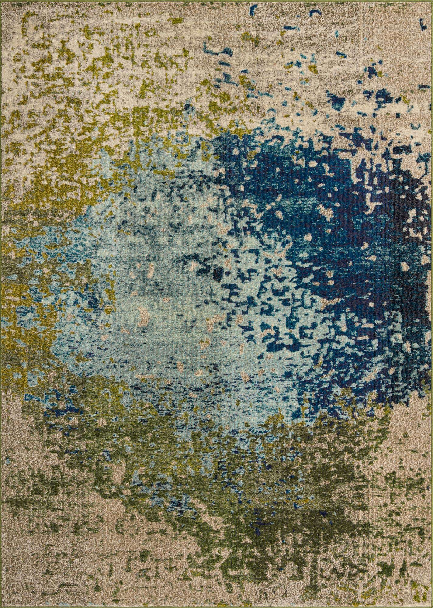 Blue 7' 1 x 10' Estrella Rectangle Area Rug 100% Polypropylene Non-Shedding Stain Resistant Carpet Colorful Modern Abstract Design Easy Clean for Home Decor for Sale at Rug Engine