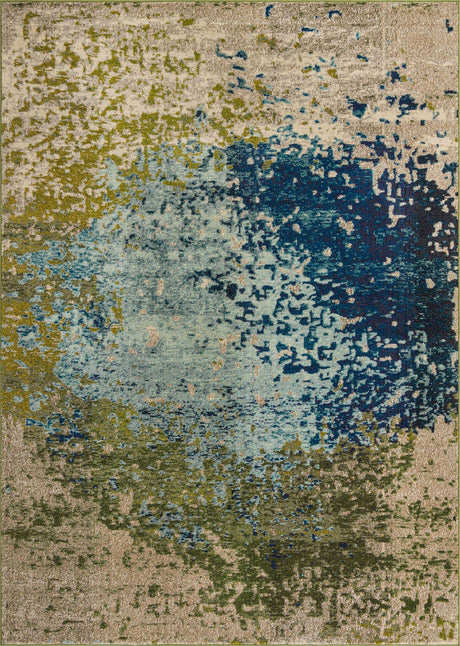Blue 7' 1 x 10' Estrella Rectangle Area Rug 100% Polypropylene Non-Shedding Stain Resistant Carpet Colorful Modern Abstract Design Easy Clean for Home Decor for Sale at Rug Engine