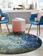 Blue 3' 3 x 3' 3 Estrella Round Area Rug 100% Polypropylene Non-Shedding Stain Resistant Carpet Colorful Modern Abstract Design Easy Clean for Home Decor for Sale at Rug Engine