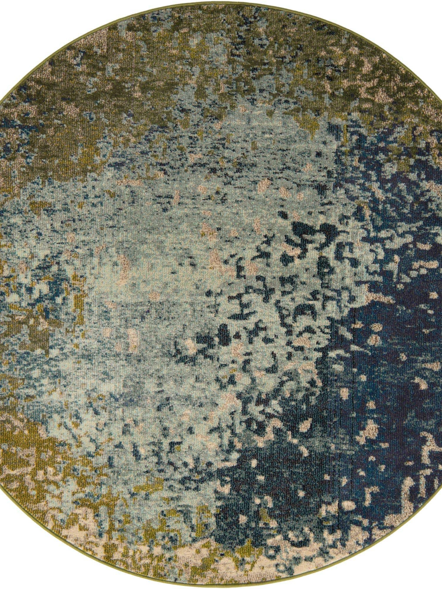 Blue 6' 1 x 6' 1 Estrella Round Area Rug 100% Polypropylene Non-Shedding Stain Resistant Carpet Colorful Modern Abstract Design Easy Clean for Home Decor for Sale at Rug Engine