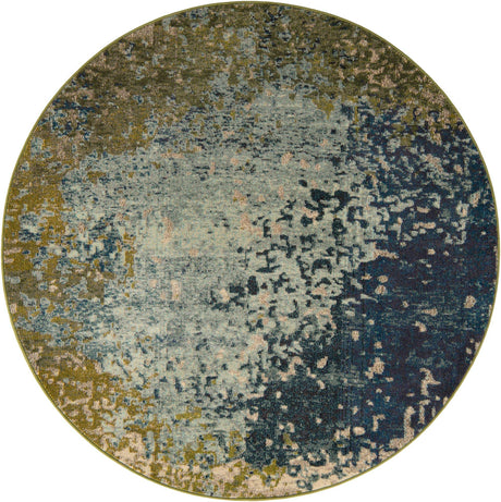 Blue 6' 1 x 6' 1 Estrella Round Area Rug 100% Polypropylene Non-Shedding Stain Resistant Carpet Colorful Modern Abstract Design Easy Clean for Home Decor for Sale at Rug Engine