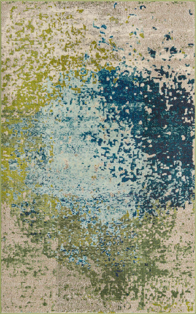 Blue 5' 1 x 8' Estrella Rectangle Area Rug 100% Polypropylene Non-Shedding Stain Resistant Carpet Colorful Modern Abstract Design Easy Clean for Home Decor for Sale at Rug Engine