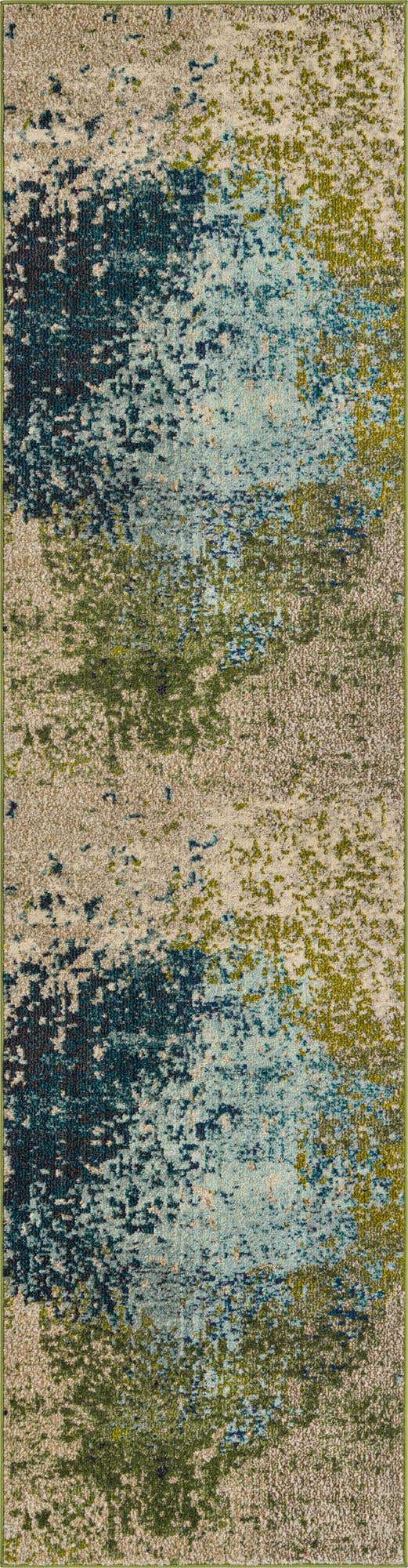 Blue 2' 7 x 10' Estrella Runner Area Rug 100% Polypropylene Non-Shedding Stain Resistant Carpet Colorful Modern Abstract Design Easy Clean for Home Decor for Sale at Rug Engine