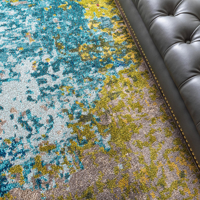 Blue 6' 1 x 6' 1 Estrella Round Area Rug 100% Polypropylene Non-Shedding Stain Resistant Carpet Colorful Modern Abstract Design Easy Clean for Home Decor for Sale at Rug Engine