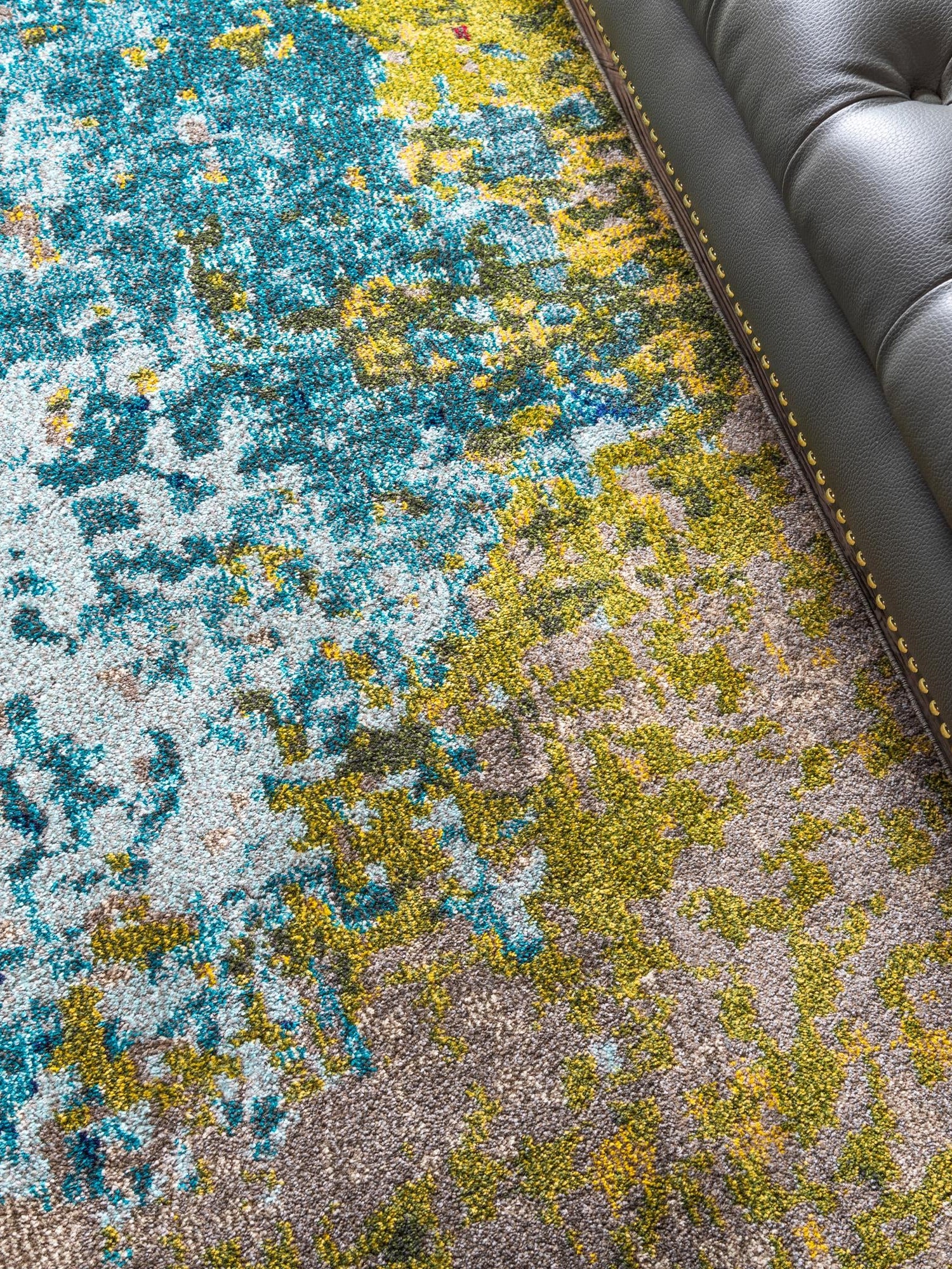 Blue 8' x 8' Estrella Round Area Rug 100% Polypropylene Non-Shedding Stain Resistant Carpet Colorful Modern Abstract Design Easy Clean for Home Decor for Sale at Rug Engine