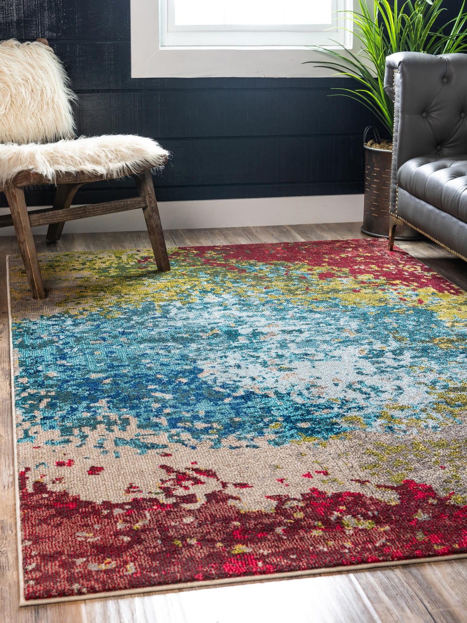 Blue 10' 6 x 16' 5 Estrella Rectangle Area Rug 100% Polypropylene Non-Shedding Stain Resistant Carpet Colorful Modern Abstract Design Easy Clean for Home Decor for Sale at Rug Engine