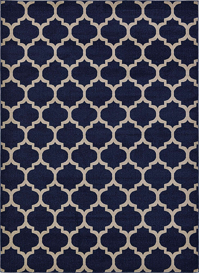 Dark Blue 7' 10 x 11' Trellis Rectangle Area Rug