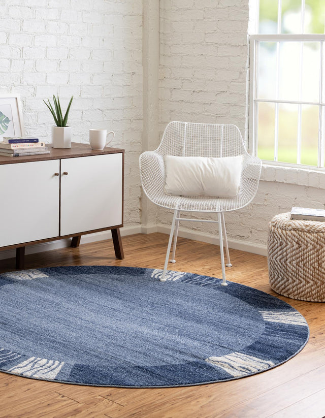 Light Blue 6' 1 x 6' 1 Del Mar Round Area Rug 100% Polypropylene Easy Clean Stain Resistant Vivid Modern Carpet Mat for Home Decor Interior Designing for Sale at Rug Engine