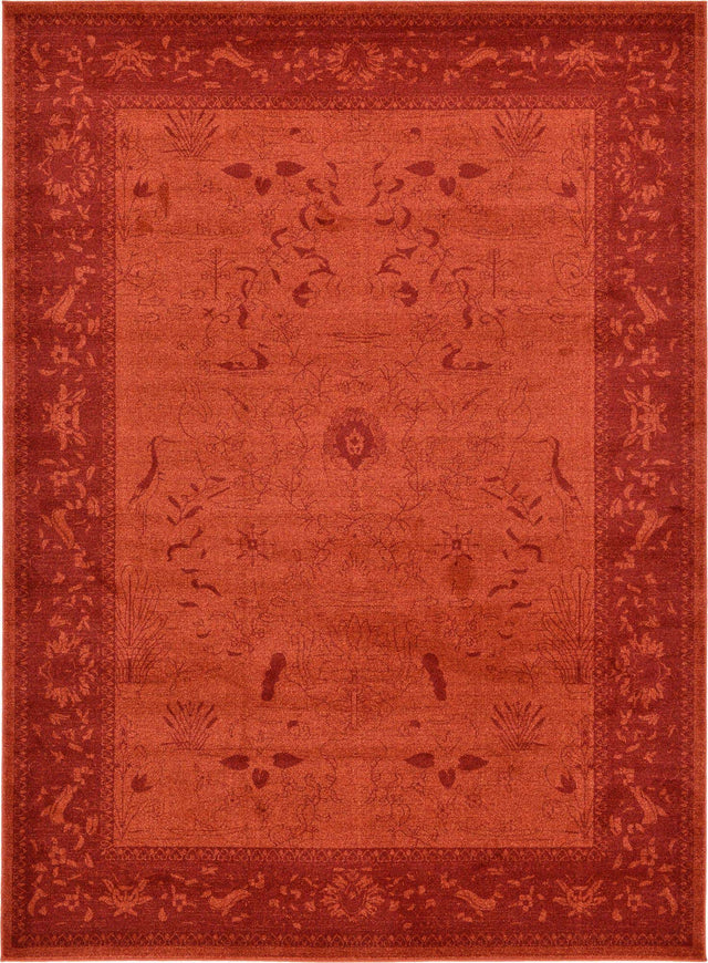 Rust Red 7' 10 x 11' La Jolla Rectangle Area Rug 100% Polypropylene Traditional Pattern Easy Clean Carpet for Living, Dining, Bedroom, Office for Sale at Rug Engine