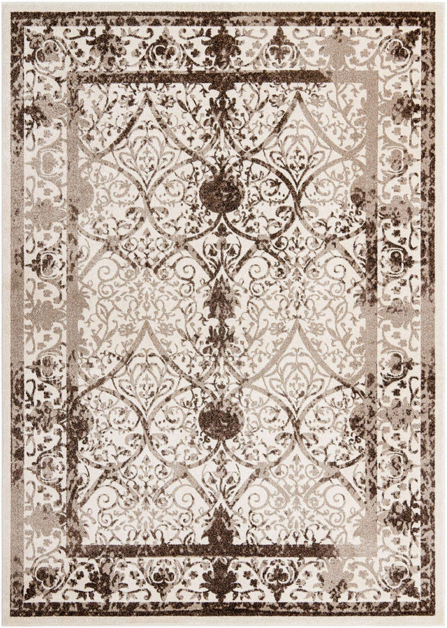 Beige 7' 10 x 11' La Jolla Rectangle Area Rug 100% Polypropylene Traditional Pattern Easy Clean Carpet for Living, Dining, Bedroom, Office for Sale at Rug Engine