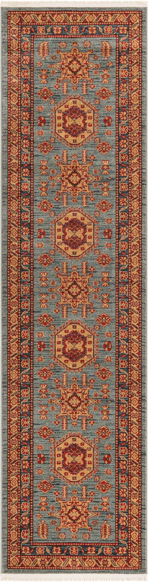 Light Blue 2' 7 x 10' Sahand Runner Area Rug Affordable Easy Clean Traditional Design Durable Carpet for Home Interior Design Living Room Dining Office for Sale at Rug Engine