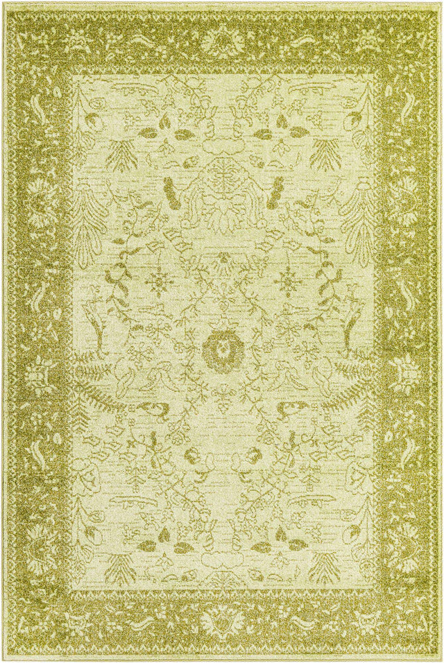 Light Green 6' 1 x 9' La Jolla Rectangle Area Rug 100% Polypropylene Traditional Pattern Easy Clean Carpet for Living, Dining, Bedroom, Office for Sale at Rug Engine