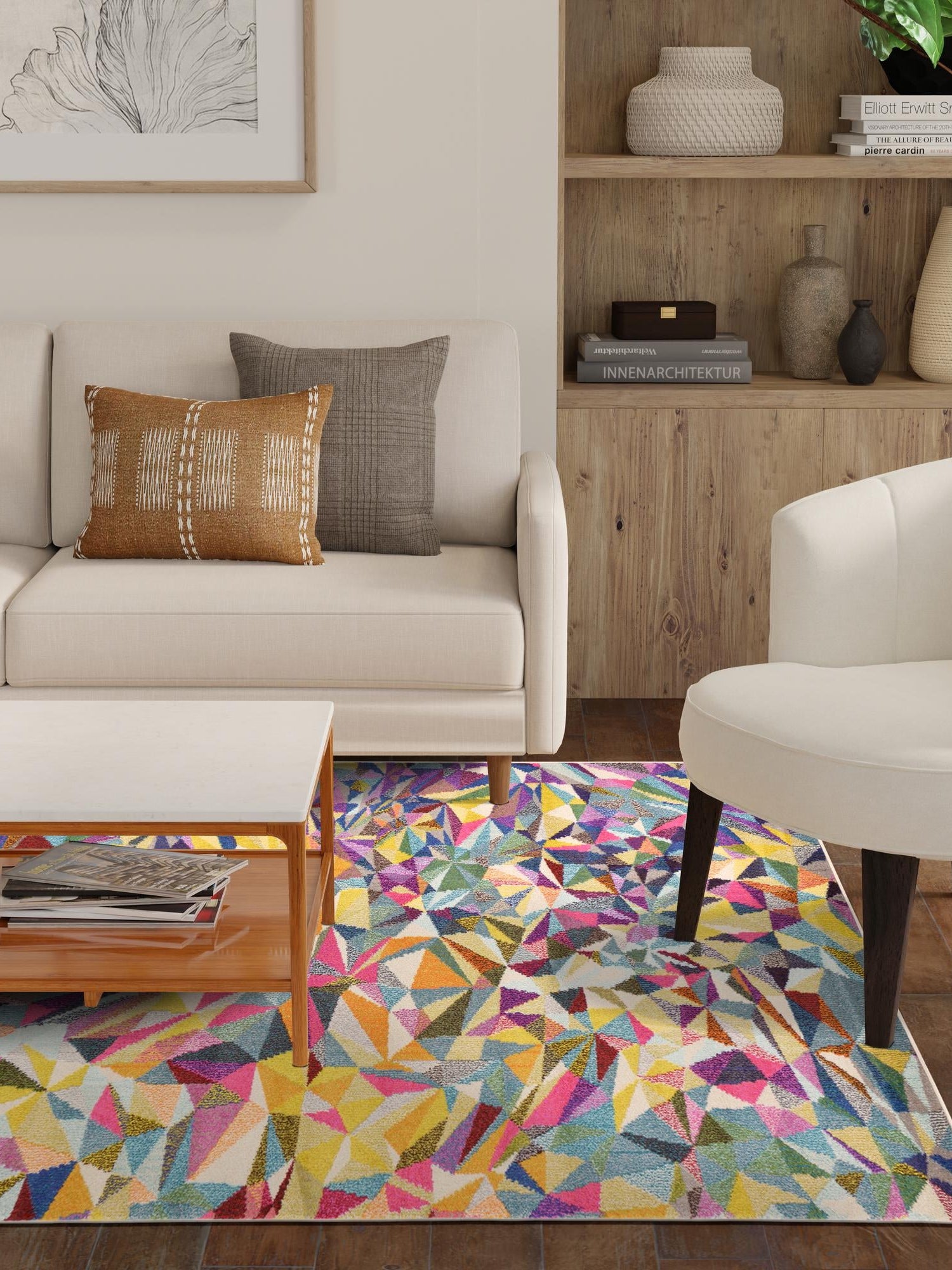 Multicolor 5' 1 x 8' Estrella Rectangle Area Rug 100% Polypropylene Non-Shedding Stain Resistant Carpet Colorful Modern Abstract Design Easy Clean for Home Decor for Sale at Rug Engine