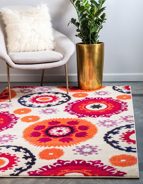 Beige 8' x 11' Estrella Rectangle Area Rug 100% Polypropylene Non-Shedding Stain Resistant Carpet Colorful Modern Abstract Design Easy Clean for Home Decor for Sale at Rug Engine