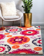 Beige 8' x 11' Estrella Rectangle Area Rug 100% Polypropylene Non-Shedding Stain Resistant Carpet Colorful Modern Abstract Design Easy Clean for Home Decor for Sale at Rug Engine
