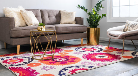 Beige 8' x 11' Estrella Rectangle Area Rug 100% Polypropylene Non-Shedding Stain Resistant Carpet Colorful Modern Abstract Design Easy Clean for Home Decor for Sale at Rug Engine