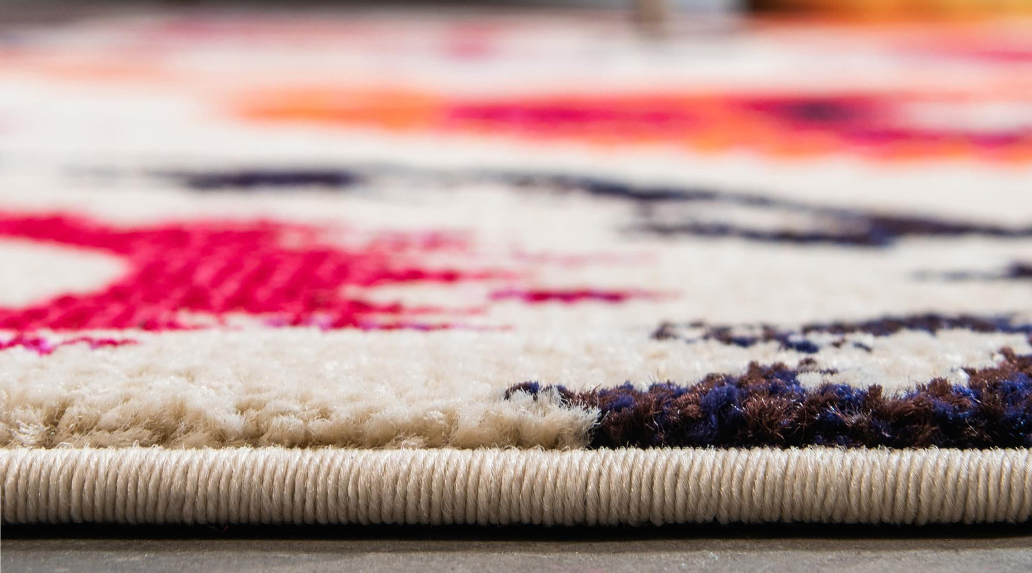 Beige 8' x 11' Estrella Rectangle Area Rug 100% Polypropylene Non-Shedding Stain Resistant Carpet Colorful Modern Abstract Design Easy Clean for Home Decor for Sale at Rug Engine