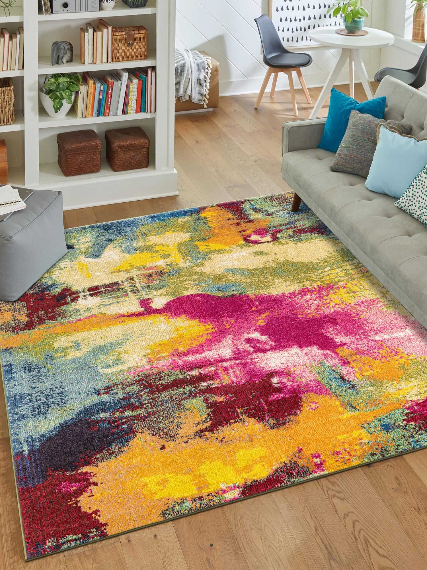 Multicolor 9' x 12' 2 Estrella Rectangle Area Rug 100% Polypropylene Non-Shedding Stain Resistant Carpet Colorful Modern Abstract Design Easy Clean for Home Decor for Sale at Rug Engine