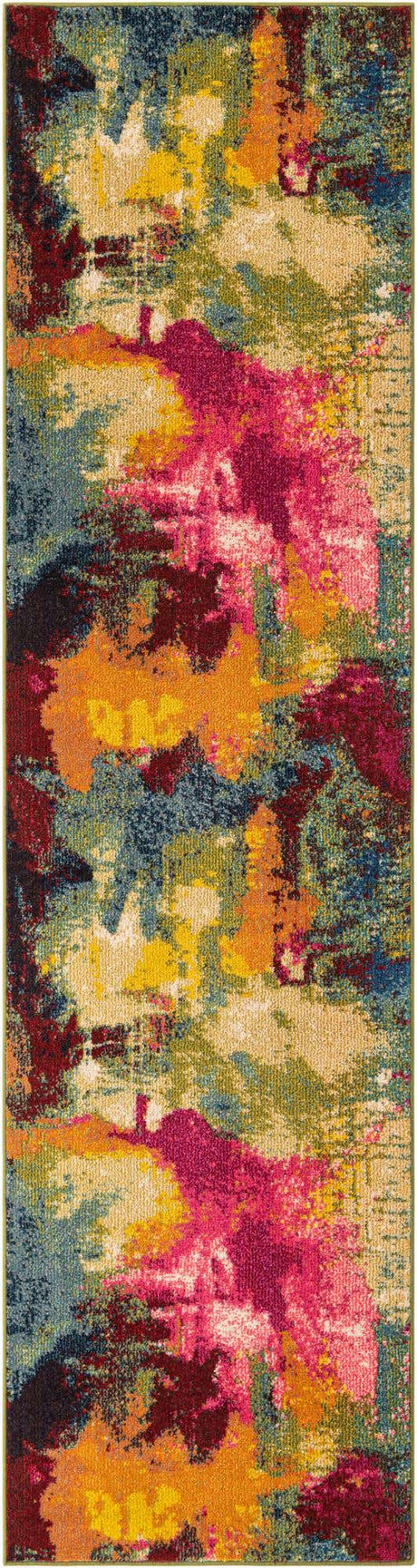 Multicolor 2' 7 x 10' Estrella Runner Area Rug 100% Polypropylene Non-Shedding Stain Resistant Carpet Colorful Modern Abstract Design Easy Clean for Home Decor for Sale at Rug Engine