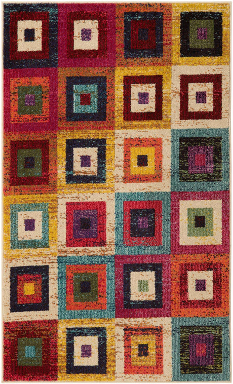 Multicolor 3' 3 x 5' 3 Estrella Rectangle Area Rug 100% Polypropylene Non-Shedding Stain Resistant Carpet Colorful Modern Abstract Design Easy Clean for Home Decor for Sale at Rug Engine