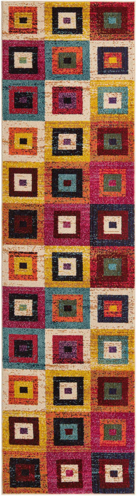 Multicolor 2' 7 x 10' Estrella Runner Area Rug 100% Polypropylene Non-Shedding Stain Resistant Carpet Colorful Modern Abstract Design Easy Clean for Home Decor for Sale at Rug Engine