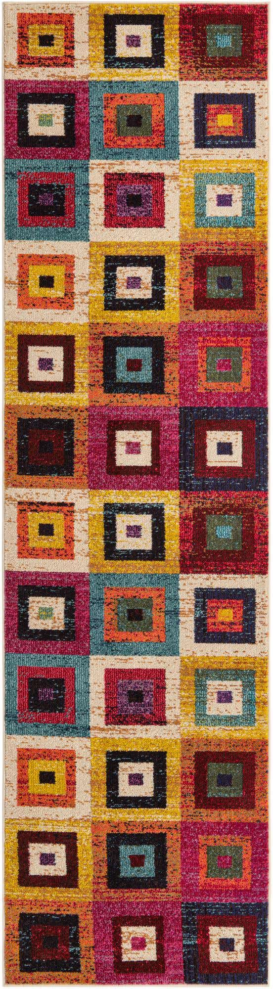 Multicolor 2' 7 x 10' Estrella Runner Area Rug 100% Polypropylene Non-Shedding Stain Resistant Carpet Colorful Modern Abstract Design Easy Clean for Home Decor for Sale at Rug Engine