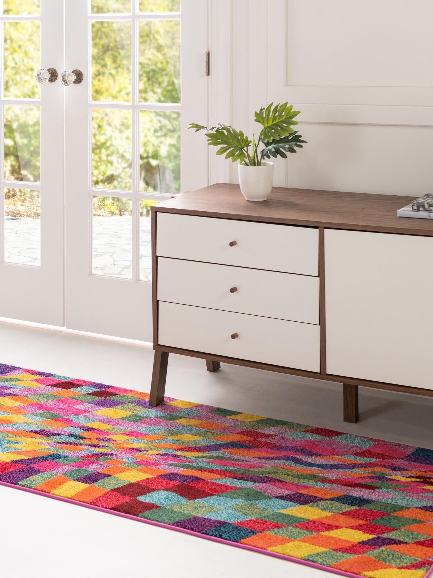 Multicolor 2' 7 x 10' Estrella Runner Area Rug 100% Polypropylene Non-Shedding Stain Resistant Carpet Colorful Modern Abstract Design Easy Clean for Home Decor for Sale at Rug Engine
