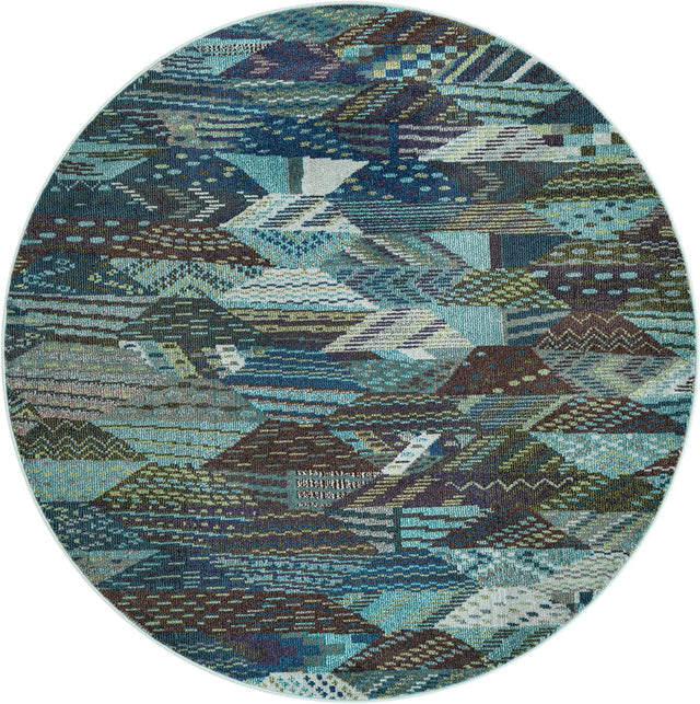Blue 6' 1 x 6' 1 Sedona Round Area Rug