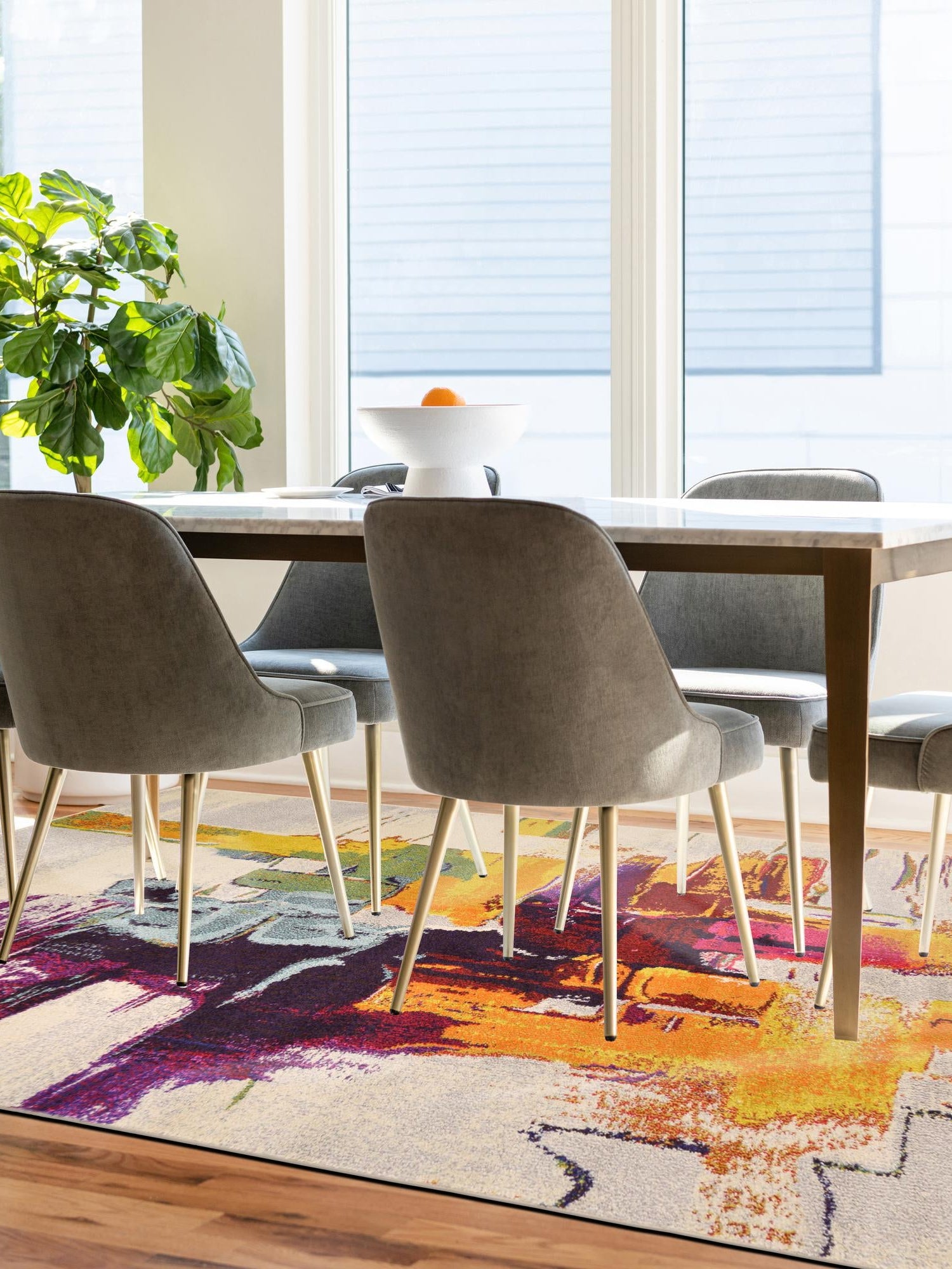 Beige 7' 1 x 10' Estrella Rectangle Area Rug 100% Polypropylene Non-Shedding Stain Resistant Carpet Colorful Modern Abstract Design Easy Clean for Home Decor for Sale at Rug Engine