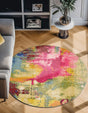 Multicolor 5' 3 x 5' 3 Estrella Round Area Rug 100% Polypropylene Non-Shedding Stain Resistant Carpet Colorful Modern Abstract Design Easy Clean for Home Decor for Sale at Rug Engine