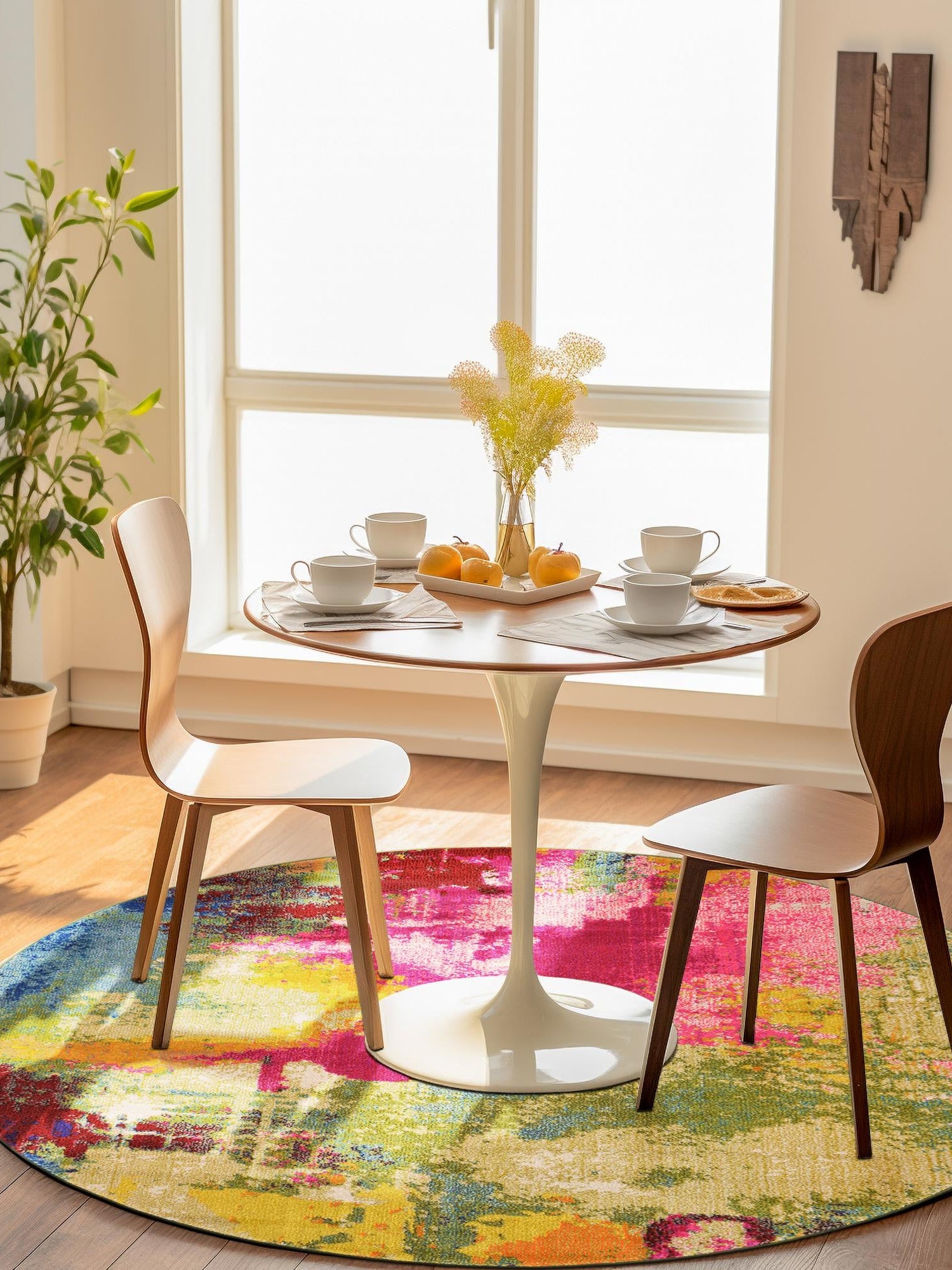 Multicolor 3' 3 x 3' 3 Estrella Round Area Rug 100% Polypropylene Non-Shedding Stain Resistant Carpet Colorful Modern Abstract Design Easy Clean for Home Decor for Sale at Rug Engine