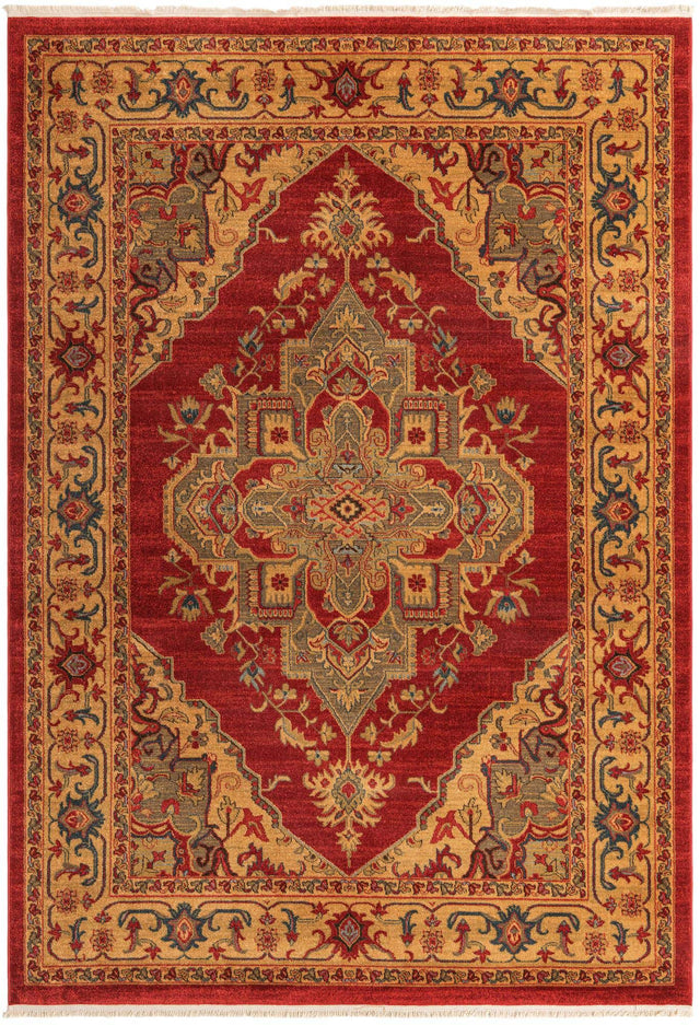 Red 7' 1 x 10' Sahand Rectangle Area Rug Affordable Easy Clean Traditional Design Durable Carpet for Home Interior Design Living Room Dining Office for Sale at Rug Engine