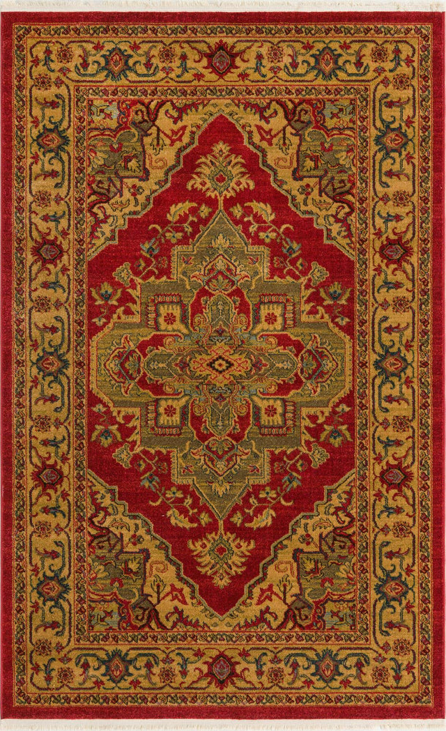 Red 5' 1 x 8' Sahand Rectangle Area Rug Affordable Easy Clean Traditional Design Durable Carpet for Home Interior Design Living Room Dining Office for Sale at Rug Engine